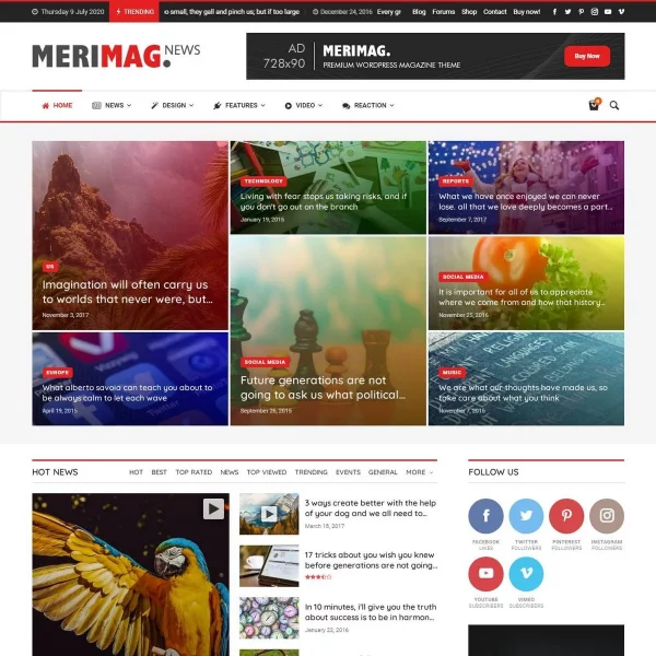 Шаблон Wordpress Merimag - Elementor Blog Magazine and News Wordpress Theme Theme WordPress