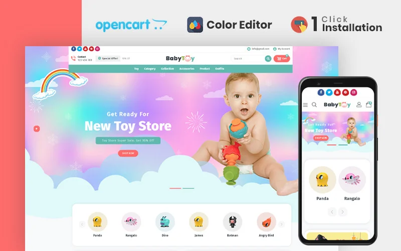 Шаблон OpenCart  Babytoy Kids & Toys Store OpencartTheme 