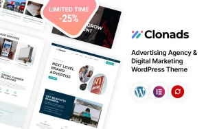 Шаблон WordPress Clonads - Advertising Agency & Digital Marketing Theme WordPress