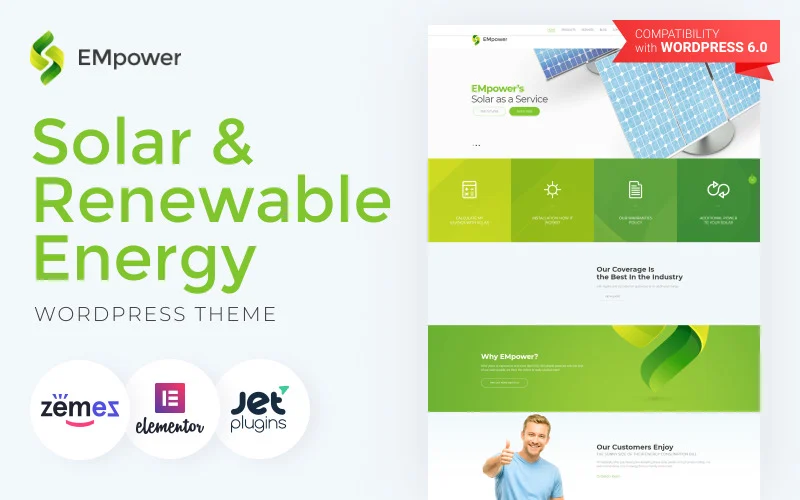 Шаблон WordPress EMpower - Solar & Renewable Energy Theme WordPress