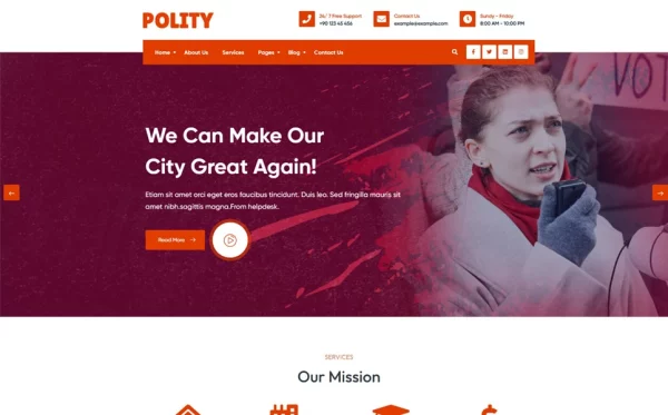 Шаблон Wordpress Polity - Political Theme WordPress