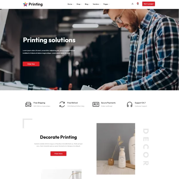 Шаблон Wordpress Printing – Elementor Print Shop Theme WordPress