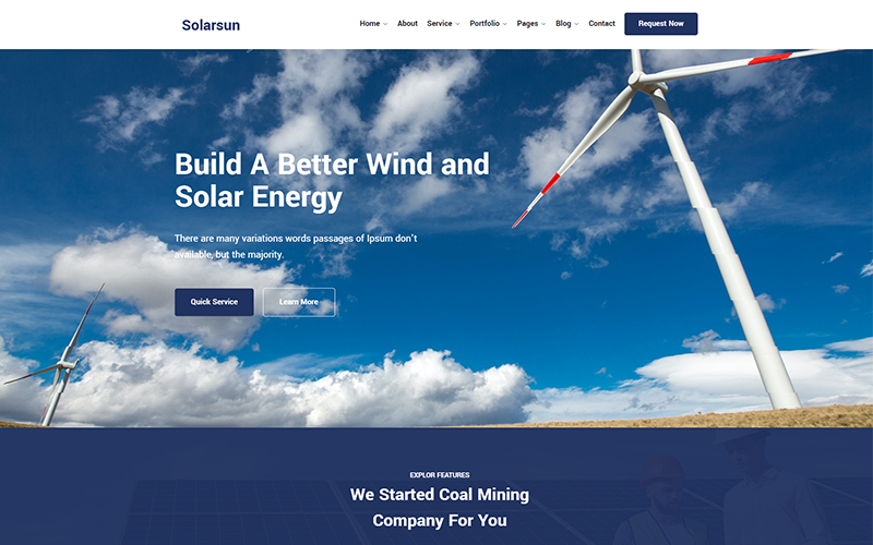 Шаблон Wordpress Solarsun - Solar Energy Theme WordPress