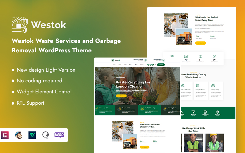 Шаблон WordPress Westok - Waste Services and Garbage Removal Theme WordPress