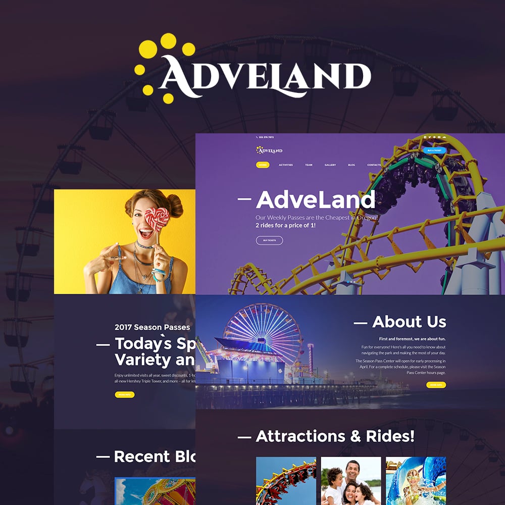 Шаблон Wordpress Adveland - Amusement Park Responsive Theme WordPress