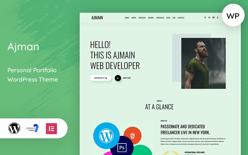 Шаблон WordPress Ajman ﾖ Personal Portfolio Theme WordPress