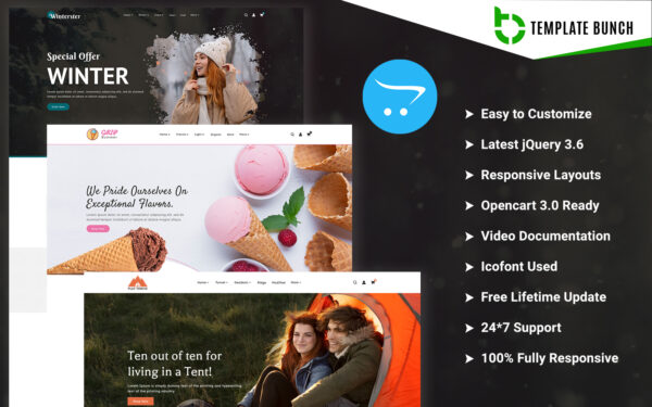 Шаблон OpenCart  Amenity - Winter and Summer with Tent - Responsive OpenCart Theme for eCommerce 