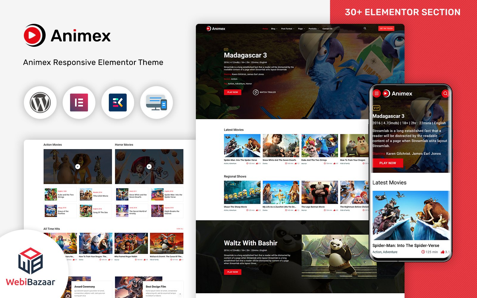 Шаблон Wordpress Animex - Special Effects Design Services Elementor WordPress theme Theme WordPress