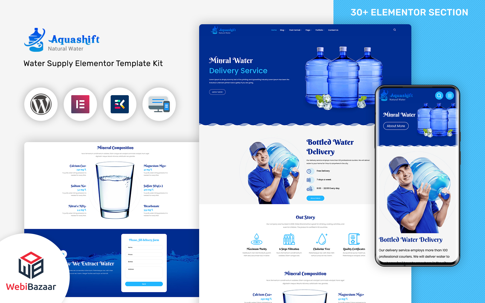 Шаблон WordPress Aquashift - Drinking Water WordPress Delivery Services Theme Theme WordPress