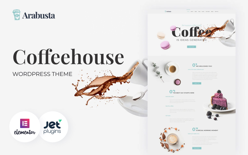 Шаблон Wordpress Arabusta - Coffeehouse WordPress Elementor Theme Theme WordPress
