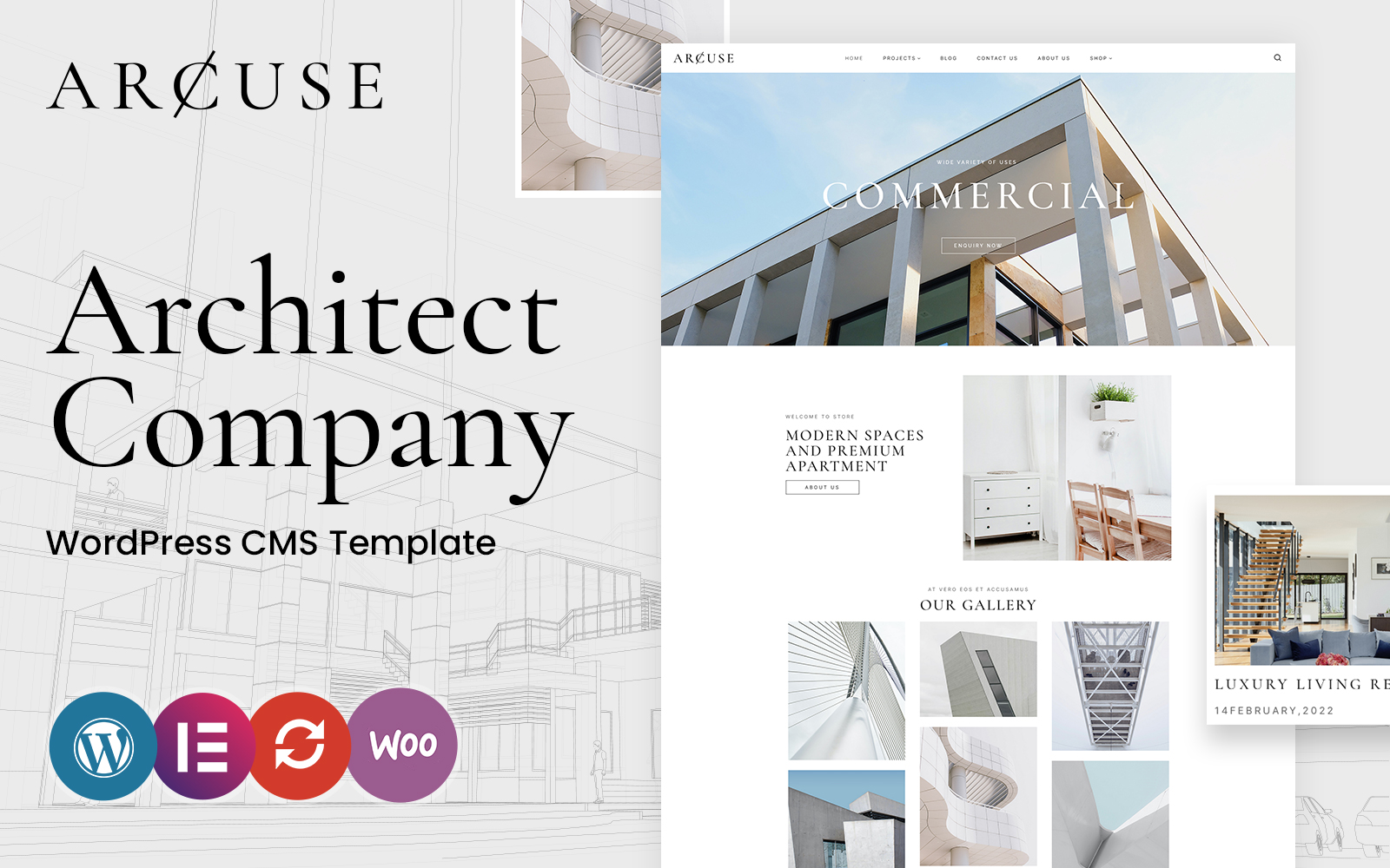 Шаблон Wordpress Arcuse - Real Estate and Architecture Theme WordPress