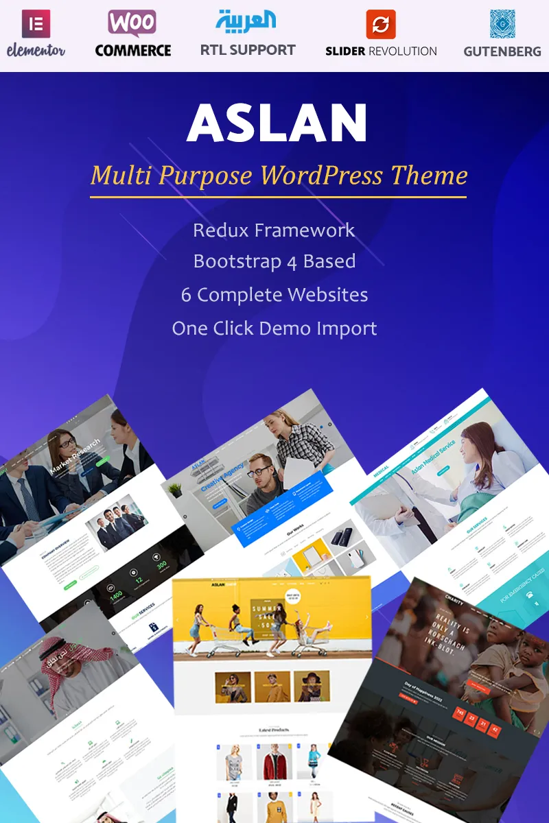 Шаблон Wordpress Aslan | Multi-Purpose Elementor Theme WordPress