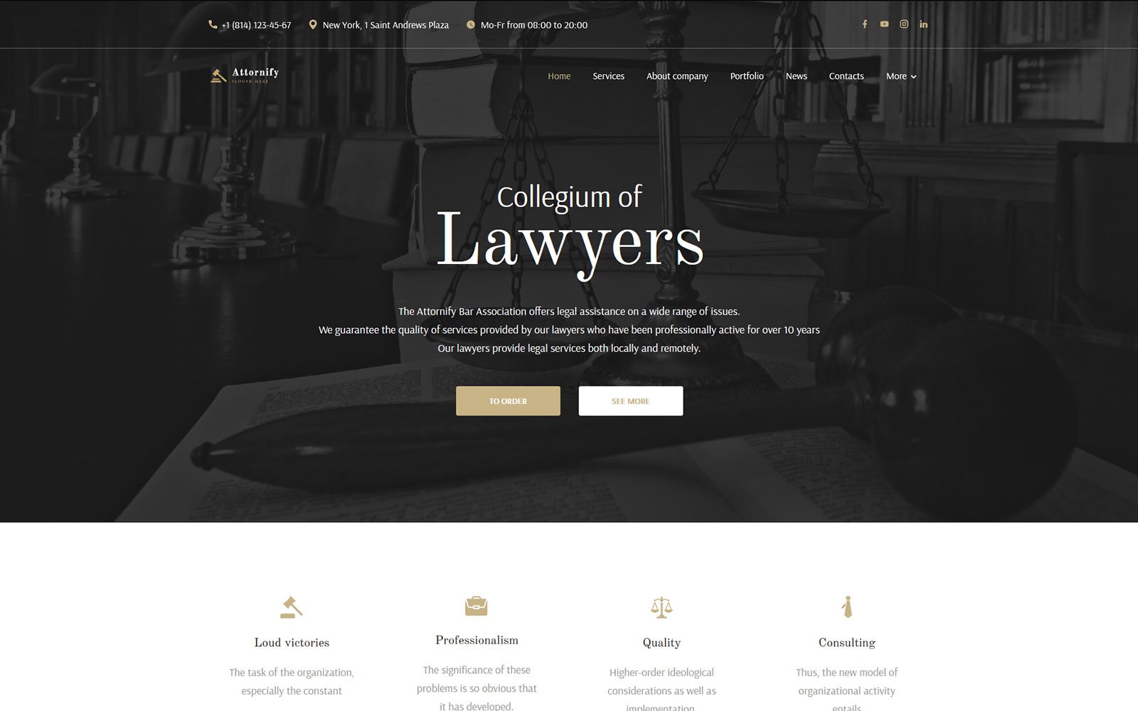 Шаблон Wordpress Attornify - Private Law Firm and Attorney Theme WordPress