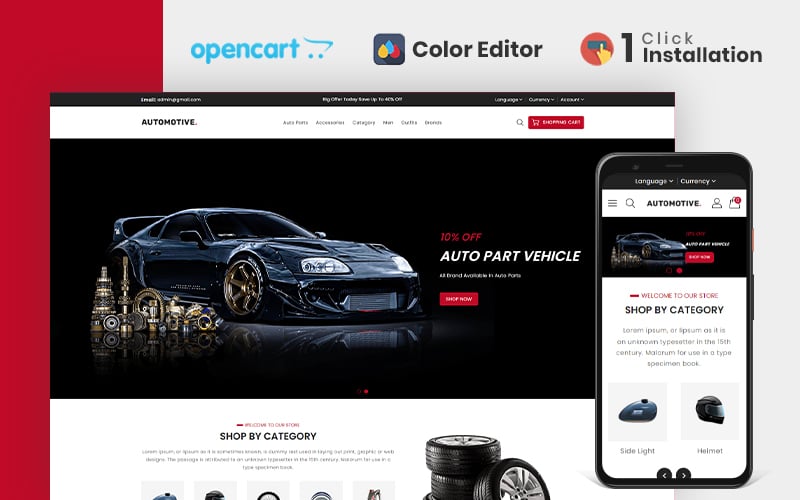 Шаблон OpenCart  Automotive Auto Parts Store Opencart Theme 
