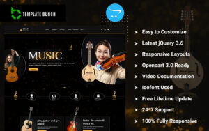Шаблон OpenCart  Beats Guitar - Responsive OpenCart Theme for eCommerce 