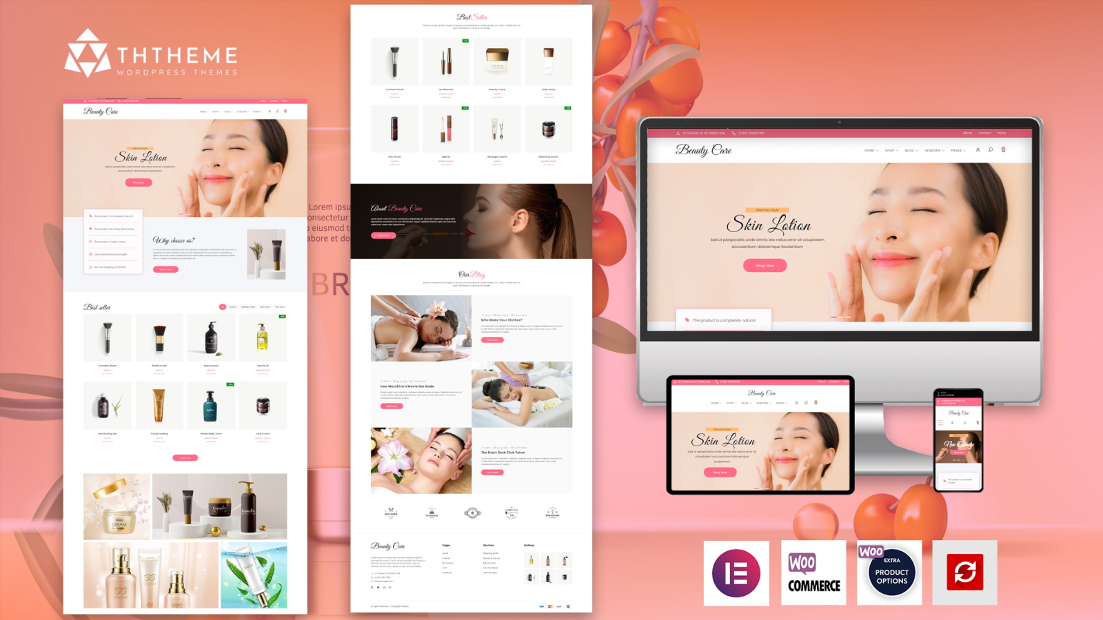 Шаблон WordPress Beauty Care ﾖ The Elementor Cosmetic & Spa WordPress theme Theme WordPress