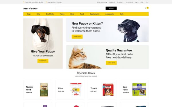 Шаблон OpenCart  Best Friends - Pets Store Clean 