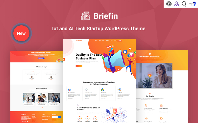 Шаблон Wordpress Briefin is an IoT and AI Tech Startup Responsive Theme WordPress