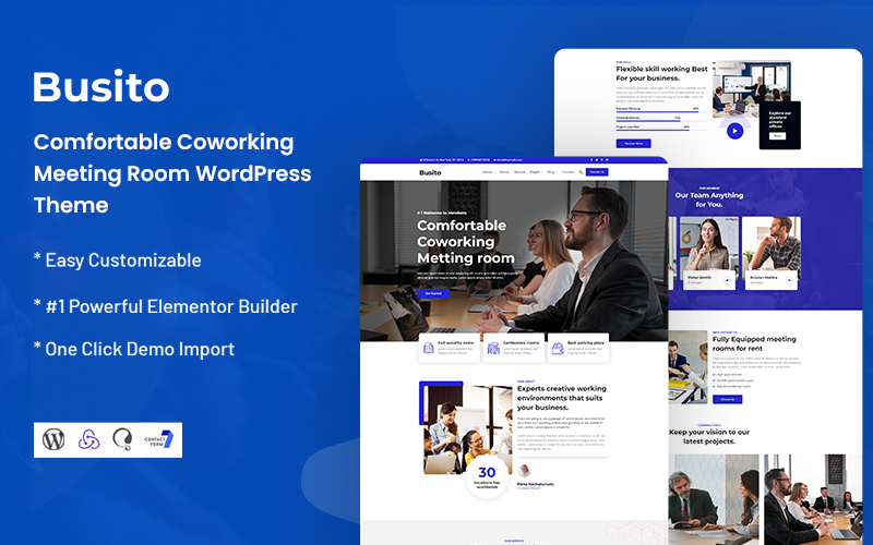 Шаблон WordPress Busito - Comfortable Coworking Meeting Room Theme WordPress