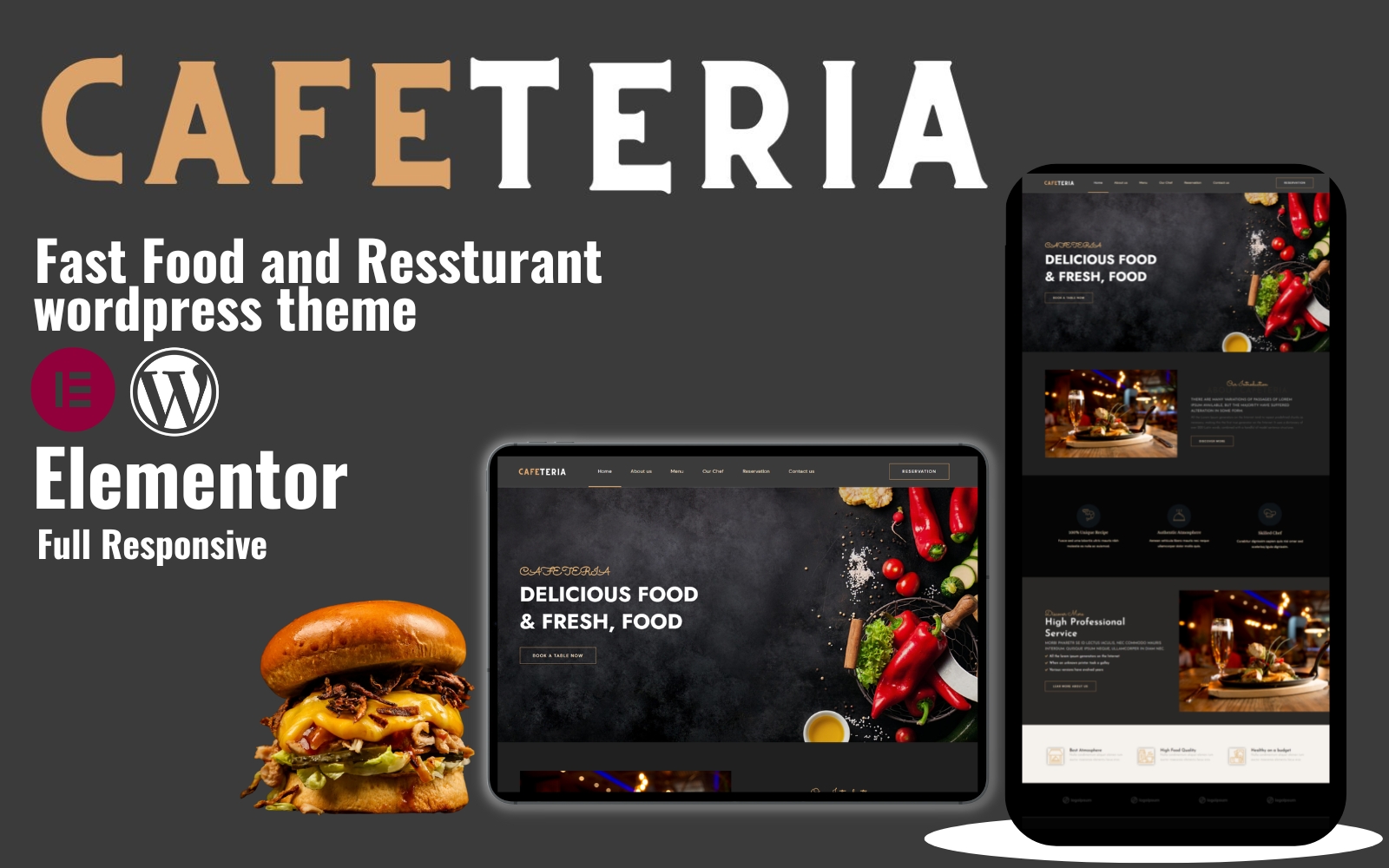 Шаблон Wordpress Cafeteria- Fast Food And Resturant WordPress Responsive Theme Theme WordPress