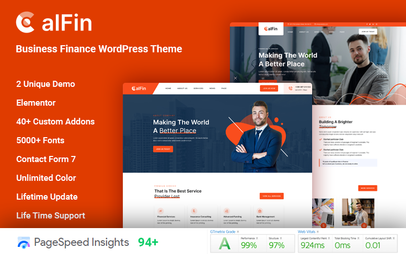 Шаблон Wordpress Calfin - Business Finance and Consulting Theme WordPress