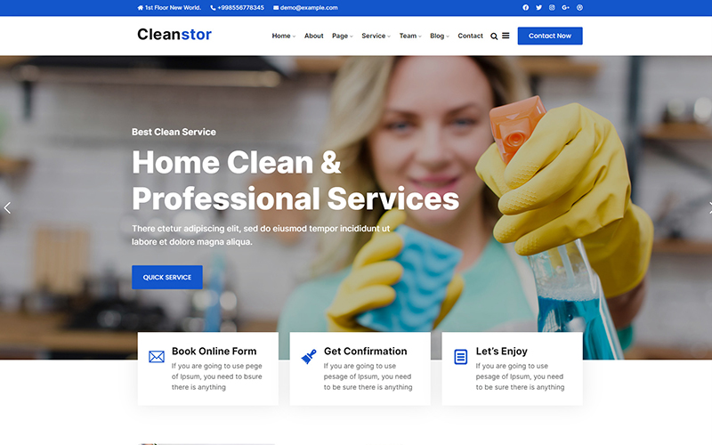 Шаблон Wordpress Cleanstor - Cleaning Company Responsive Theme WordPress