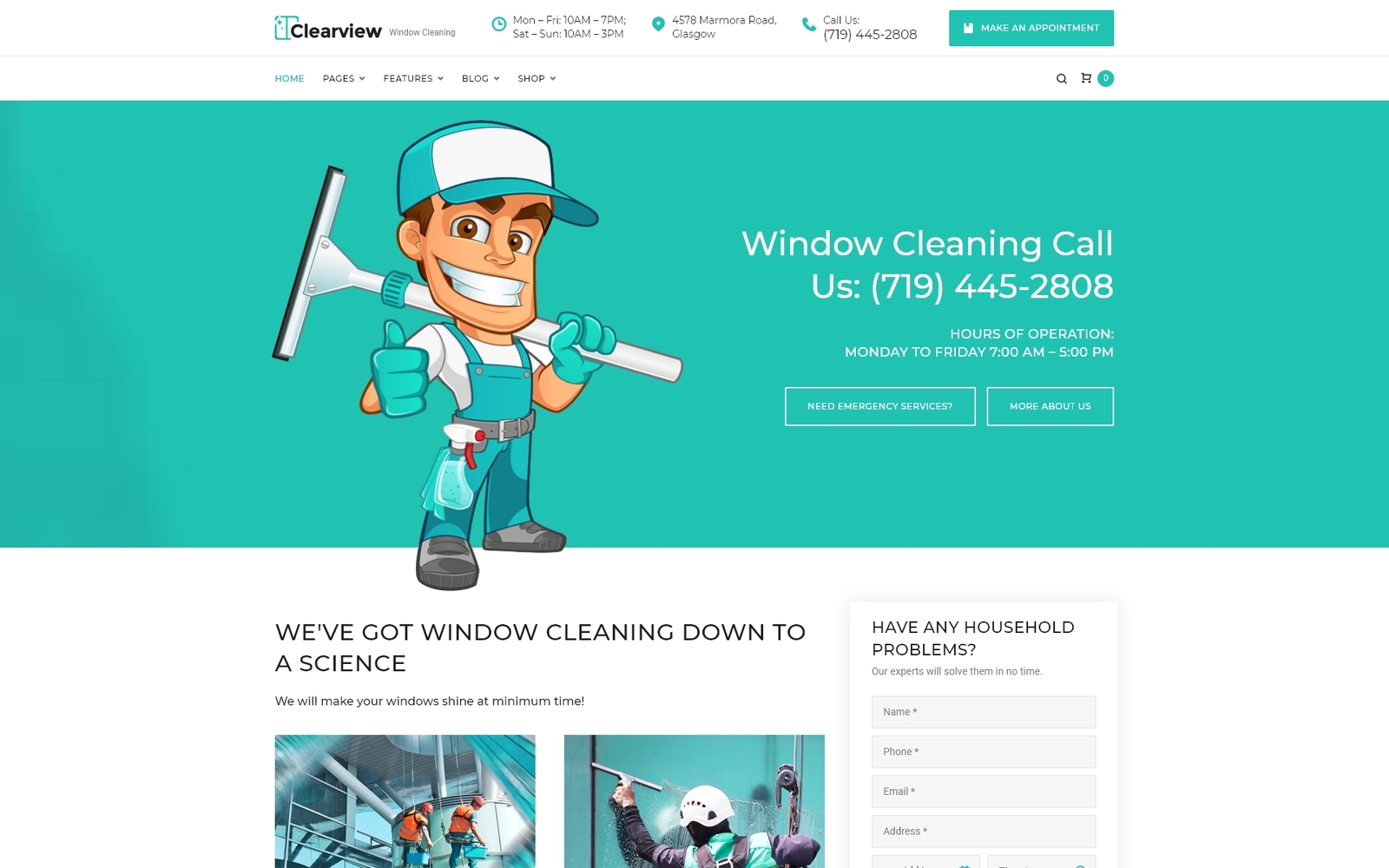 Шаблон Wordpress Clearview - Window Cleaning Services WordPress theme Theme WordPress