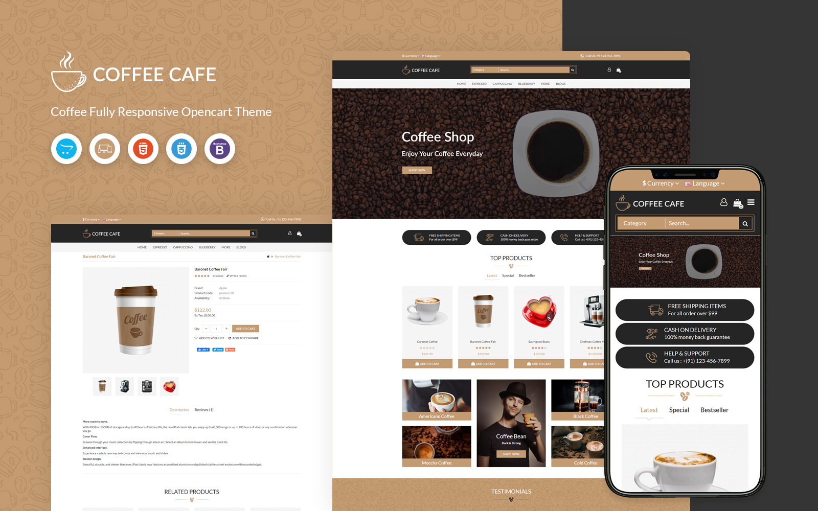 Шаблон OpenCart  Coffee Cafe - Responsive 
