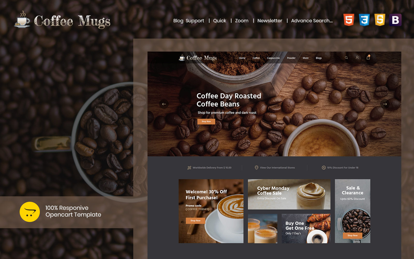 Шаблон OpenCart  Coffee Mugs - Responsive 