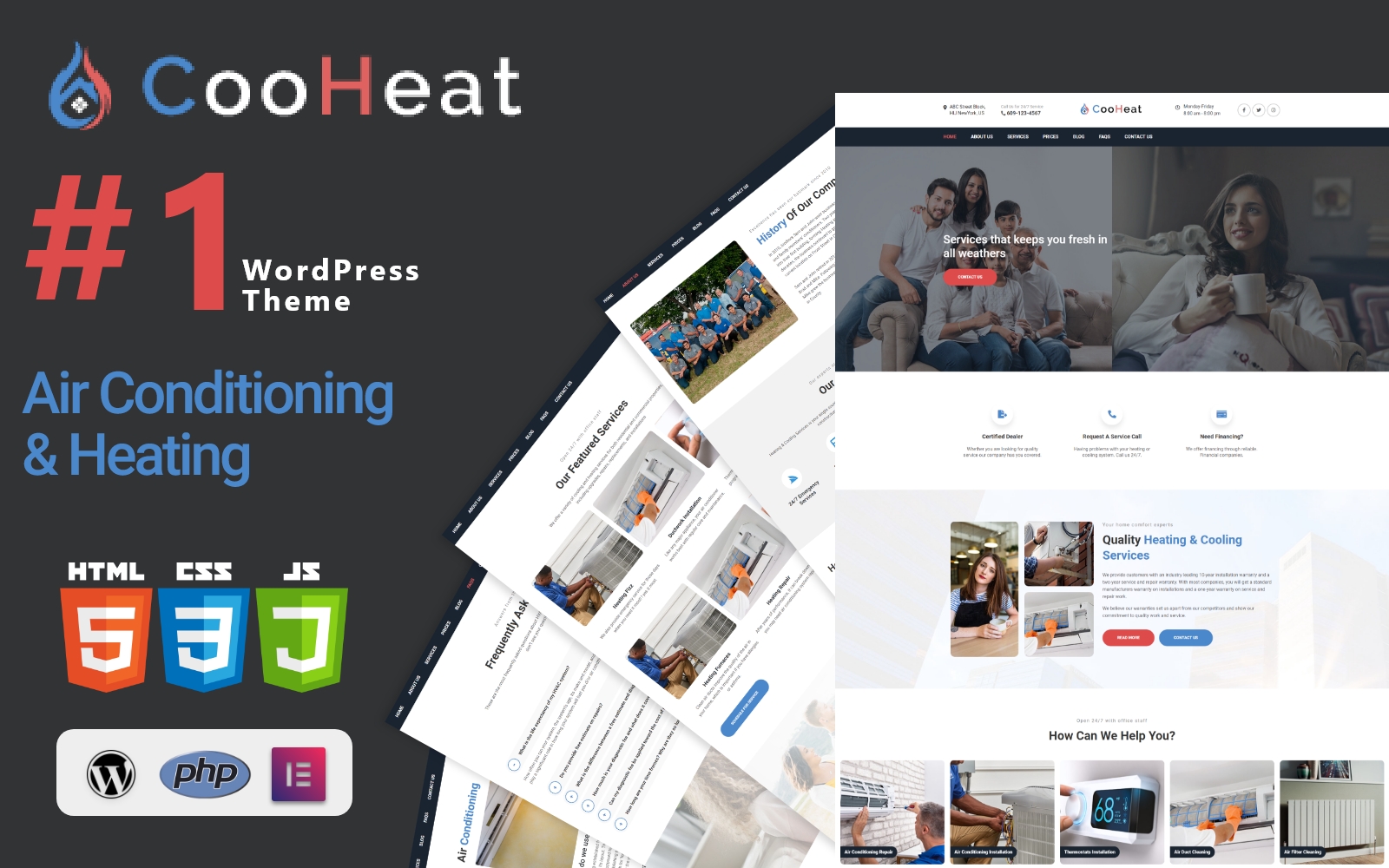 Шаблон Wordpress Cooheat - Air Conditioning and Heating Theme WordPress