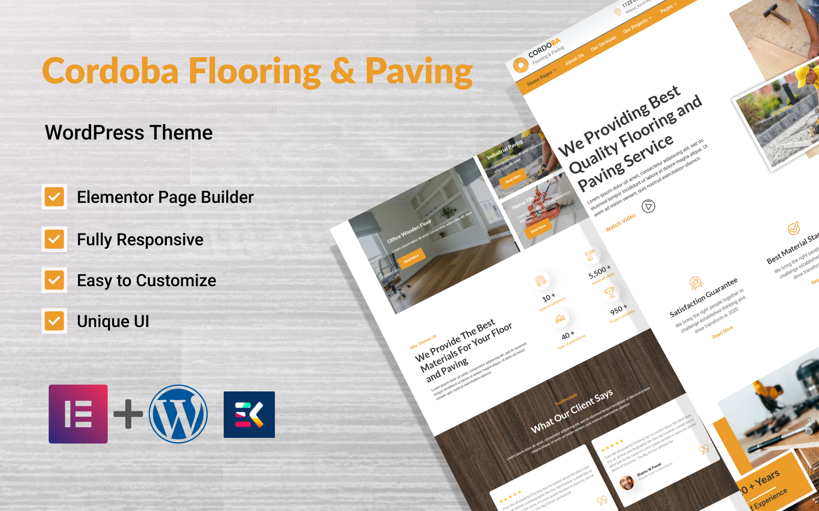 Шаблон WordPress Cordoba - Flooring and Paving Services WP Theme Theme WordPress