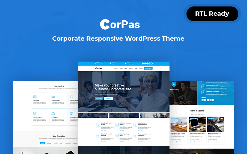 Шаблон WordPress Corpas - Corporate Responsive Theme WordPress