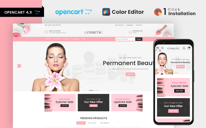 Шаблон OpenCart  Cosmetics Beauty Store Responsive 