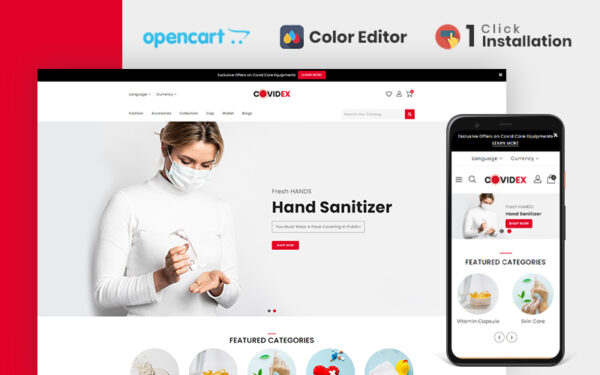 Шаблон OpenCart  Covidex - Health + Medicine Store 