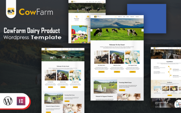 Шаблон Wordpress Cow Farm Dairy Product Wordpress Template Theme WordPress