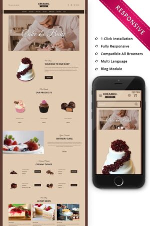 Шаблон OpenCart  Creamio Cake Shop Responsive 