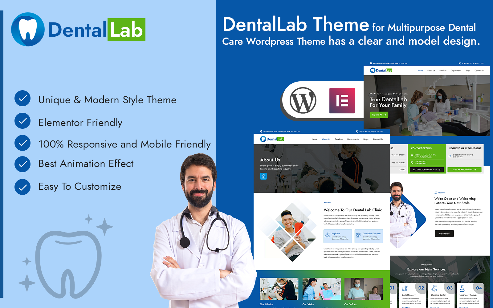 Шаблон Wordpress DentalLab Dental Care and Dental Clinic Theme WordPress