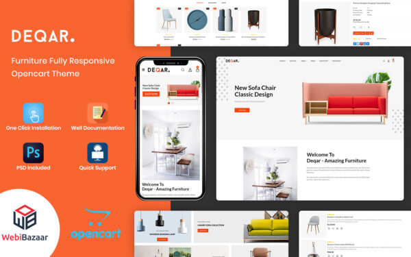 Шаблон OpenCart  Deqar - The Furniture Shop Responsive 