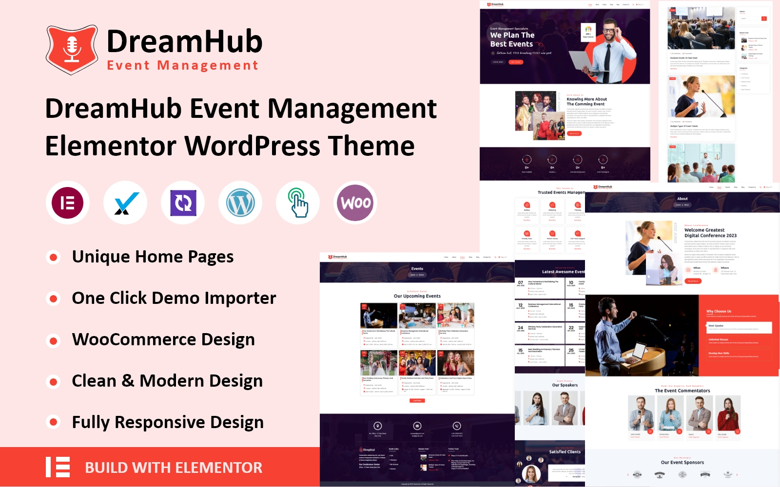 Шаблон Wordpress DreamHub - Event Management Elementor Theme WordPress