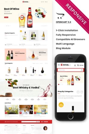 Шаблон OpenCart  Drinkio - The Wine Shop 