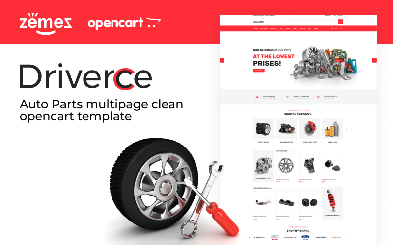 Шаблон OpenCart  Driverce - Auto Parts Multipage Clean 