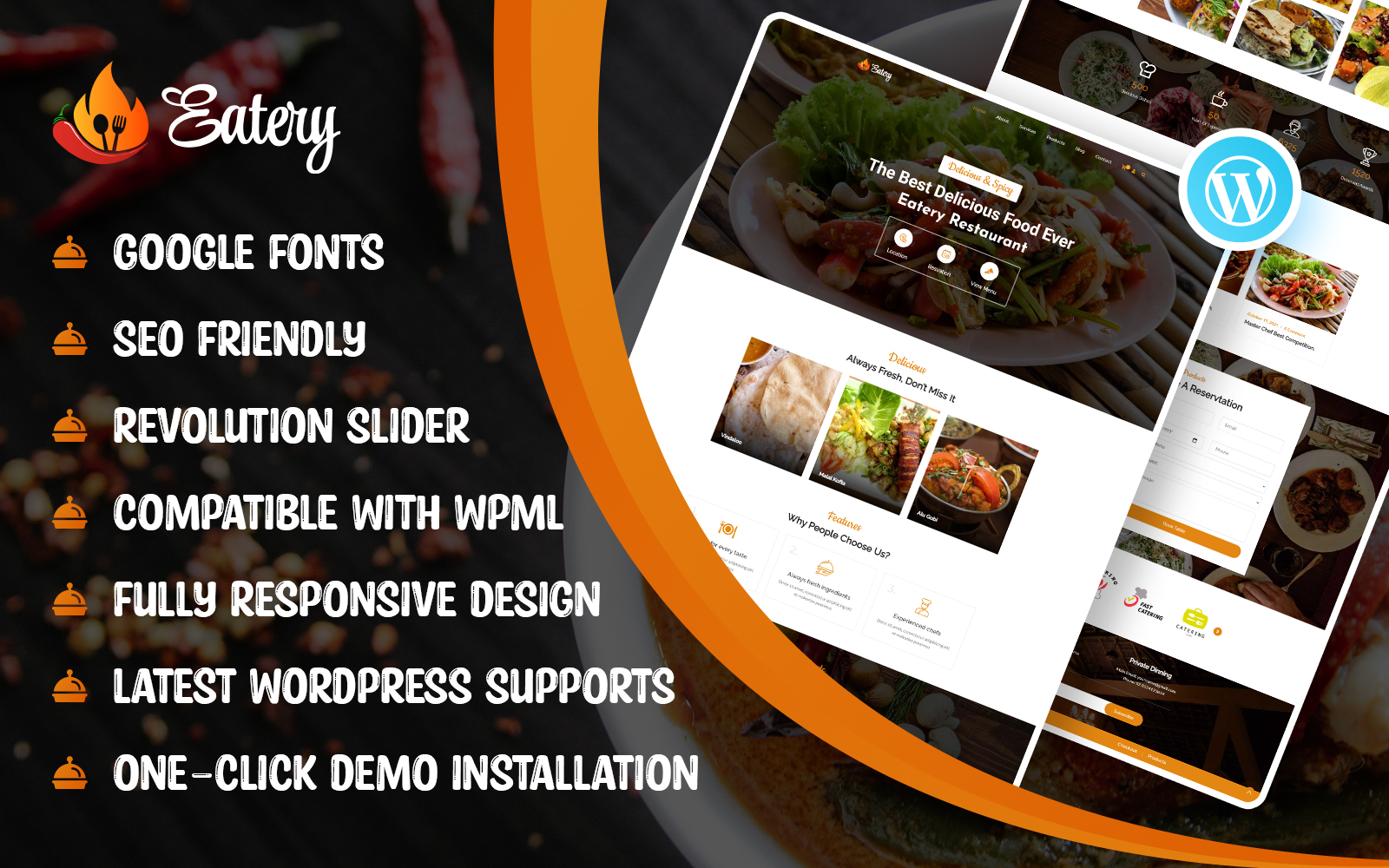 Шаблон Wordpress Eatery - Restaurant Theme WordPress