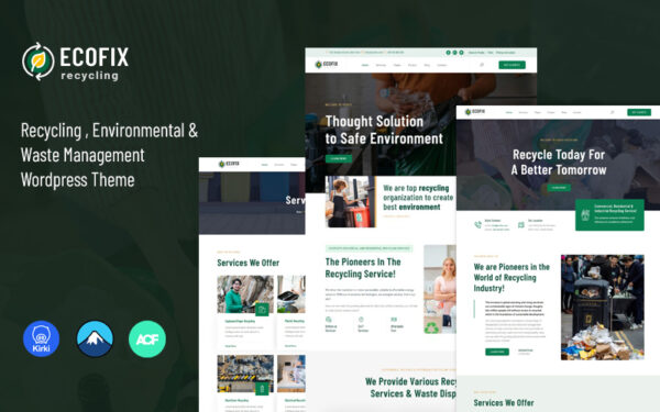 Шаблон Wordpress Ecofix - Recycling Services & Waste Management Wordpress Theme Theme WordPress