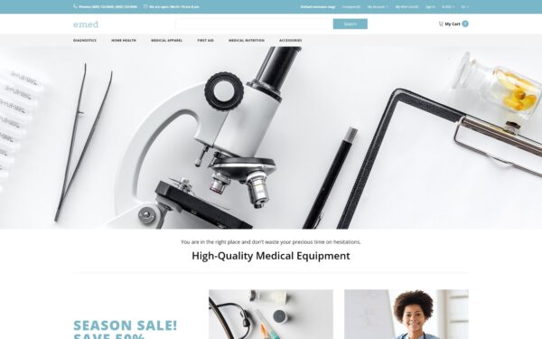 Шаблон OpenCart  Emed - Medical Equipment Multipage Clean 