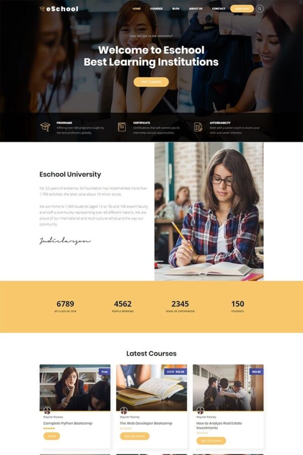 Шаблон Wordpress Eschool - Education, University & School Theme WordPress