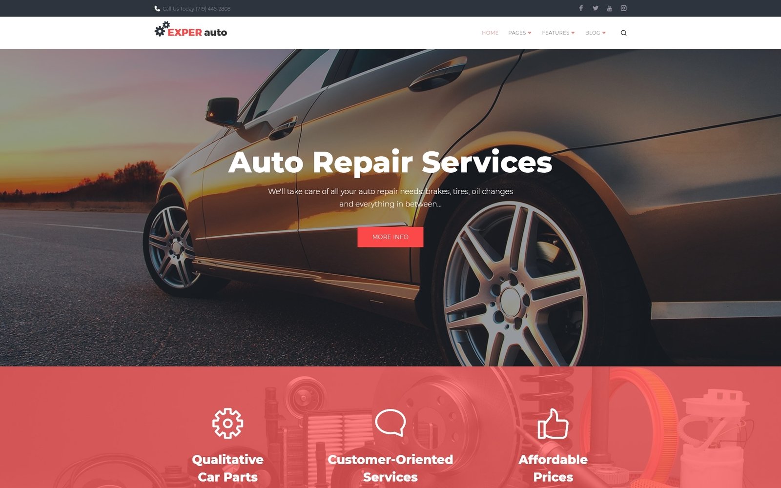 Шаблон WordPress EXPER Auto - Auto Repair Services Fully Responsive Theme WordPress