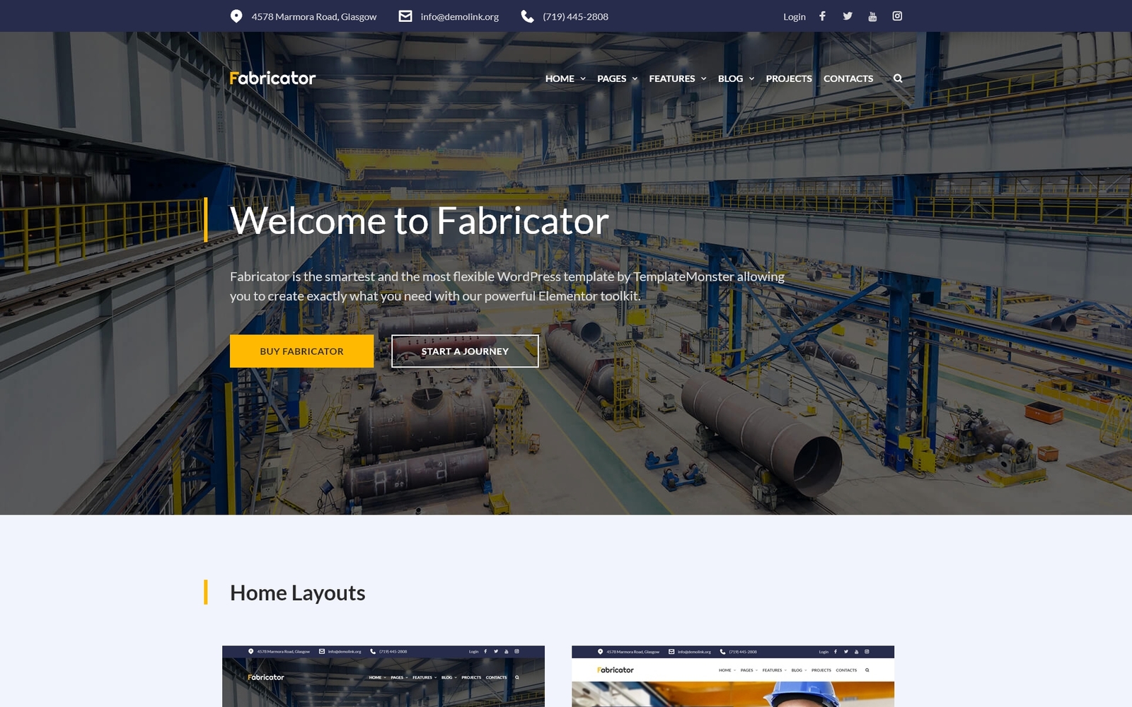 Шаблон Wordpress Fabricator - Industrial Company WordPress Elementor Theme Theme WordPress