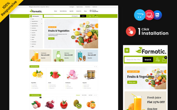Шаблон OpenCart  Farmatic - Food and Restaurant Multipurpose Responsive OpenCart store 
