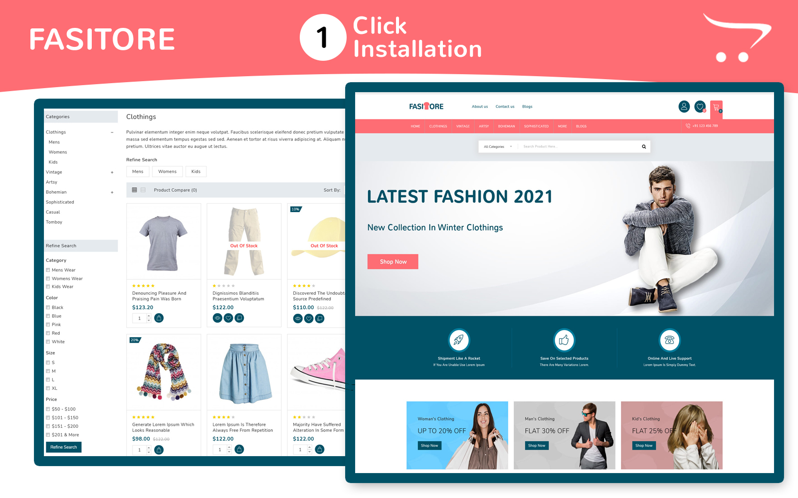 Шаблон OpenCart  Fasitore - Clothings and Fashion Store Opencart Template 