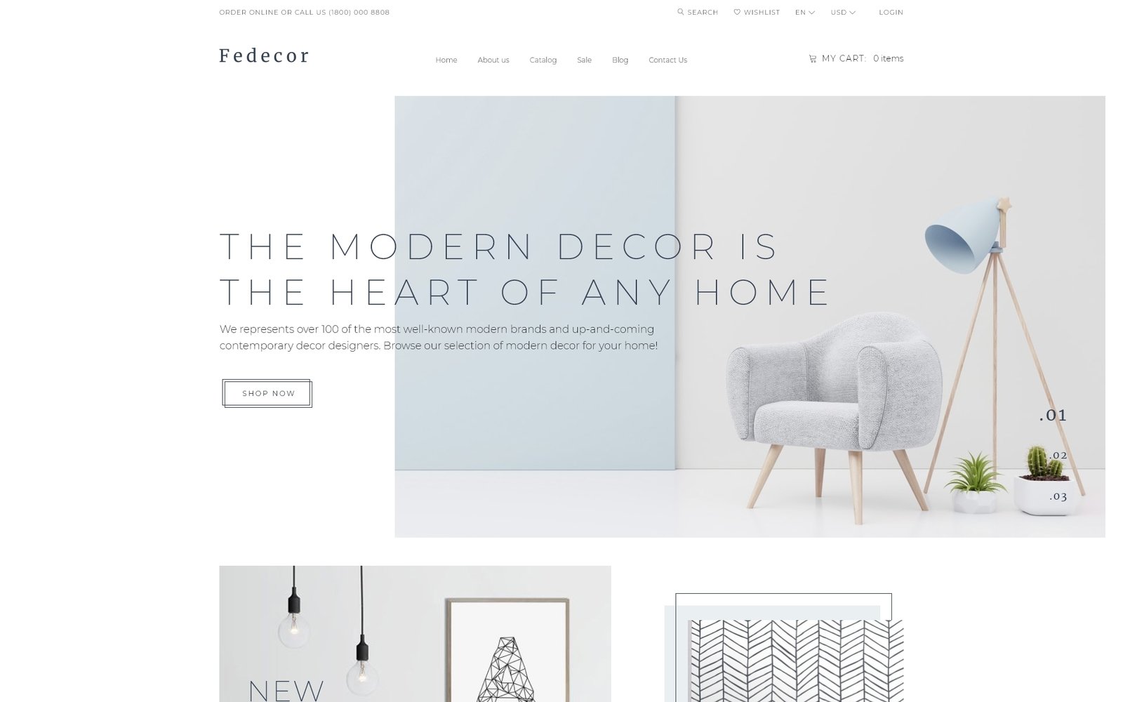 Шаблон OpenCart  Fedecor - Interior Design Multipage Clean 